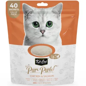 15% OFF: Kit Cat Purr Puree Chicken & Salmon Grain-Free Liquid Cat Treats 600g