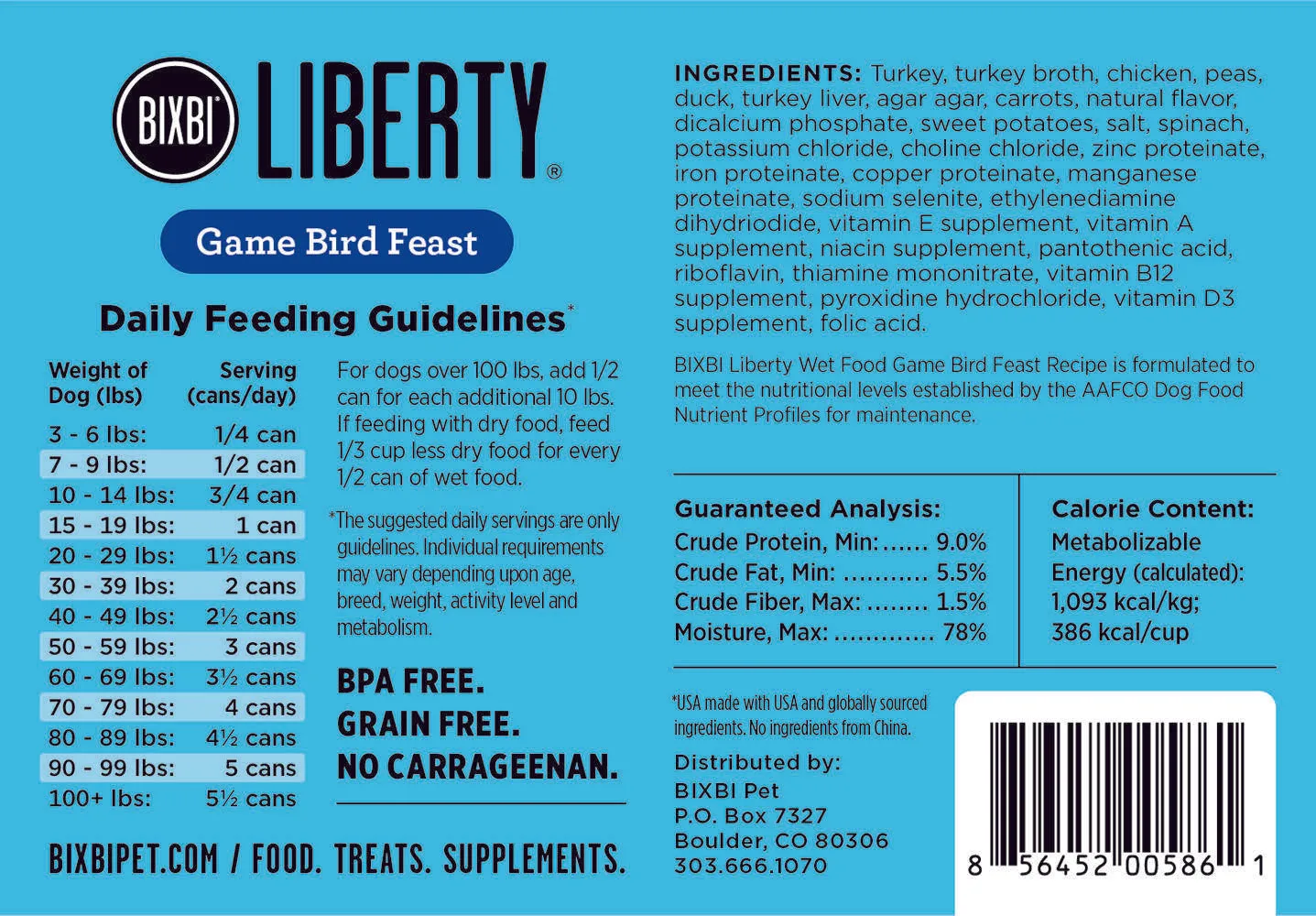 Bixbi Liberty Game Bird Feast Cans 12.5oz