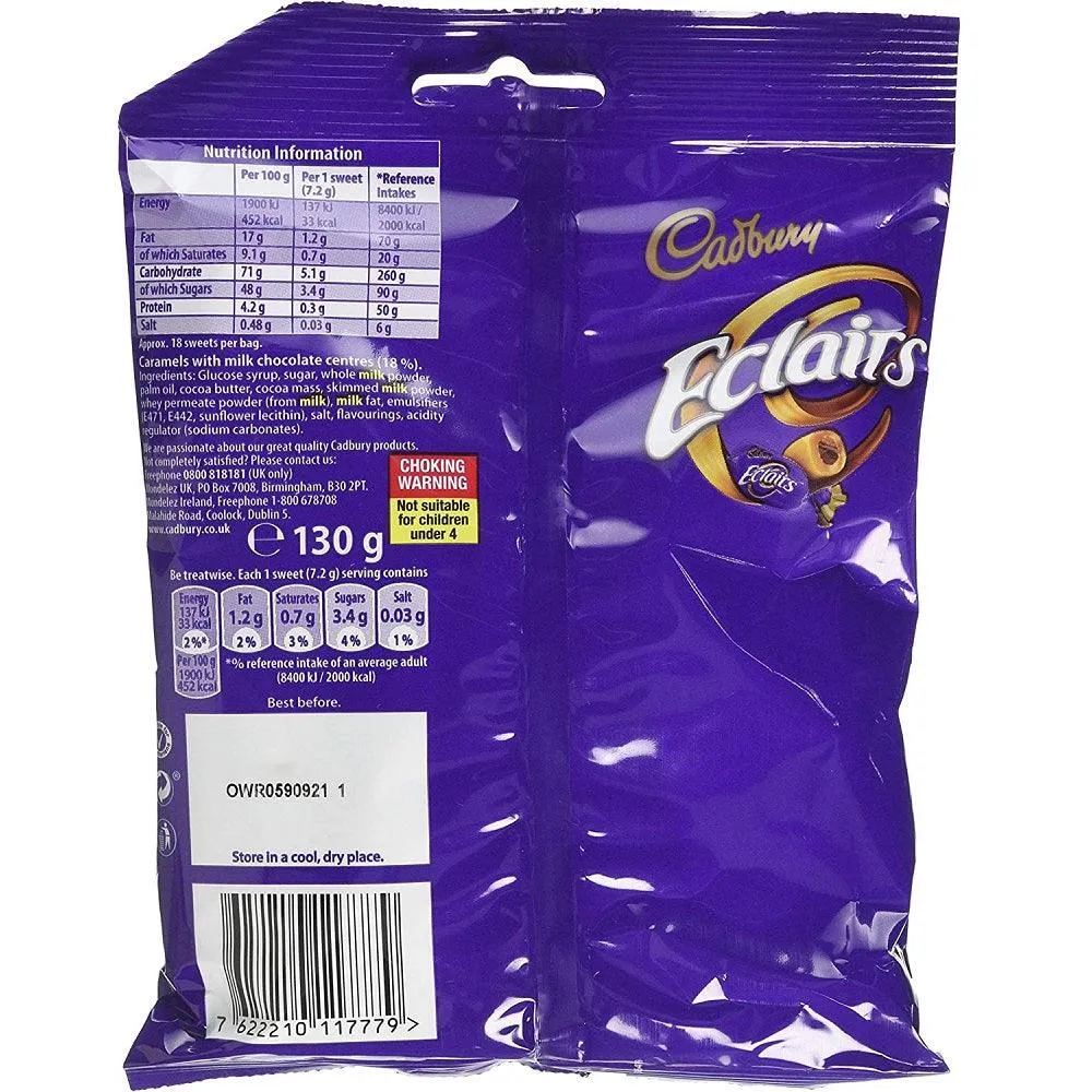 C'bury Classic Eclairs Chocolate 130G Bag