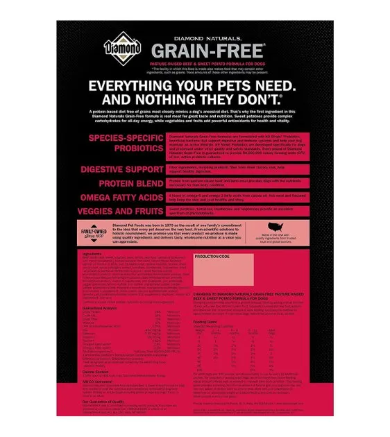 Diamond Naturals Grain-Free (Pasture-Raised Beef & Sweet Potato) Dog Food