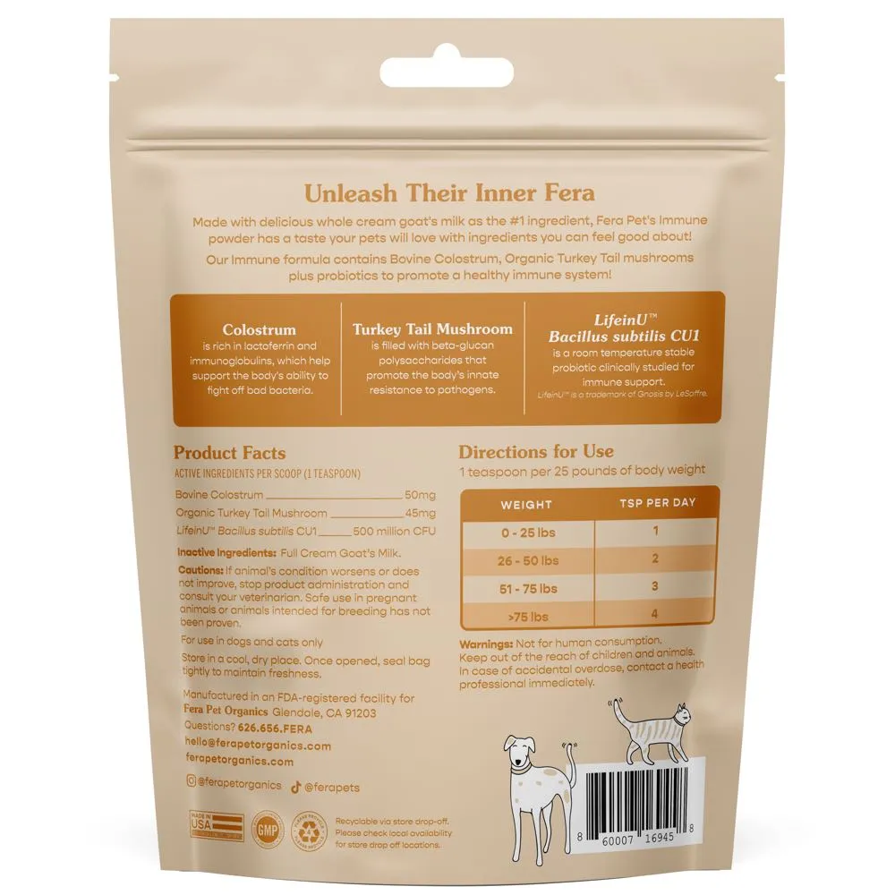 Fera Pets Immune Goat Milk Supplement Powder For Cats & Dogs 6.34oz