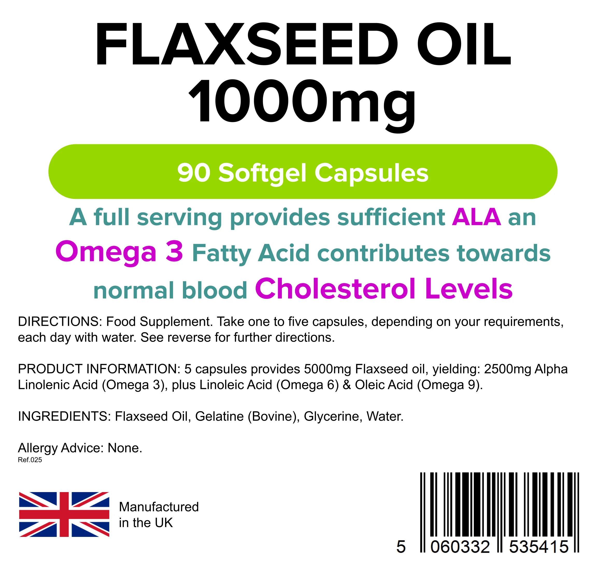 Flaxseed Oil 1000mg Capsules