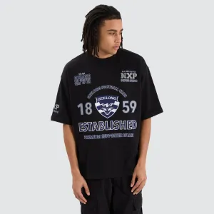 Geelong Cats AFL Mega Loopback Tee Jet Black