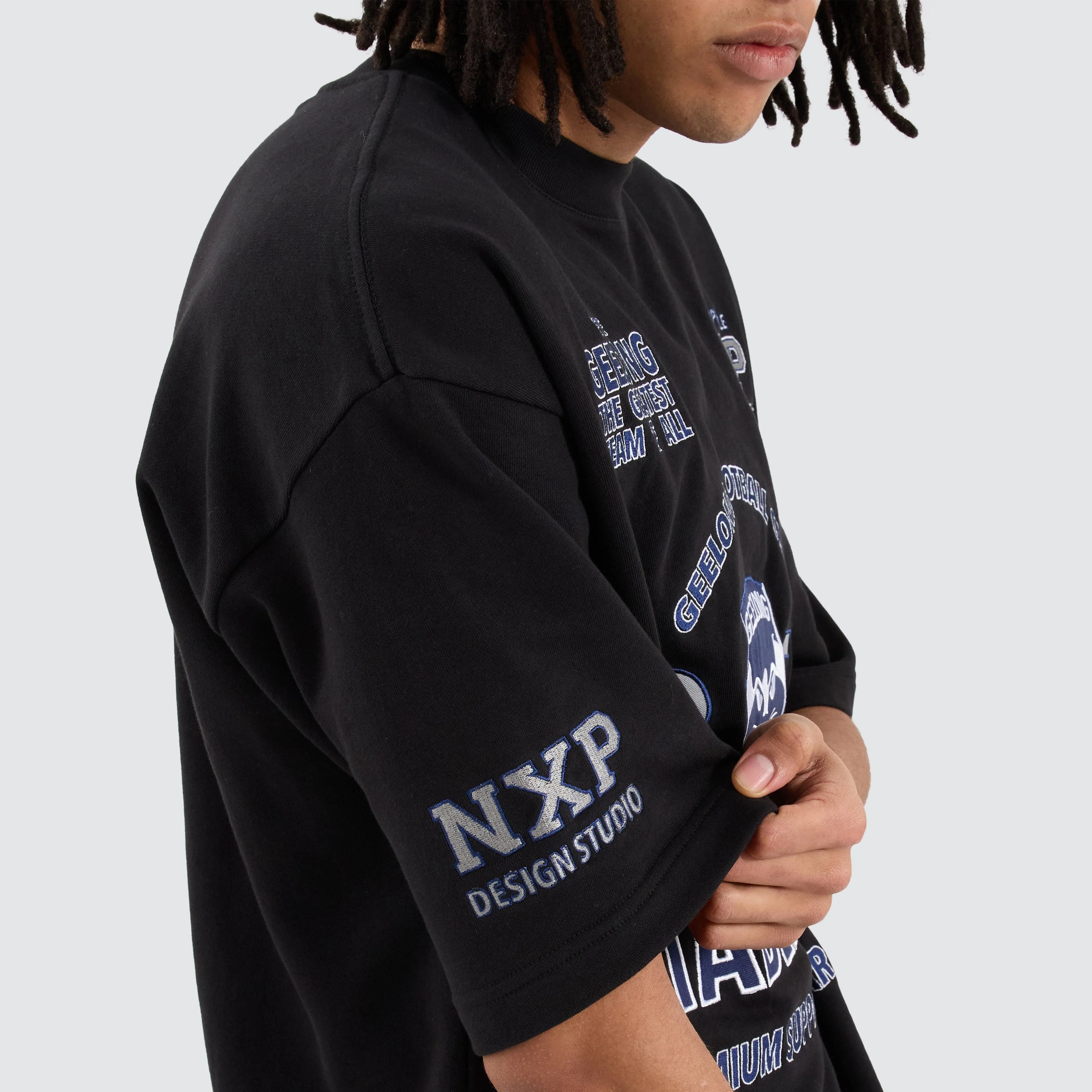 Geelong Cats AFL Mega Loopback Tee Jet Black