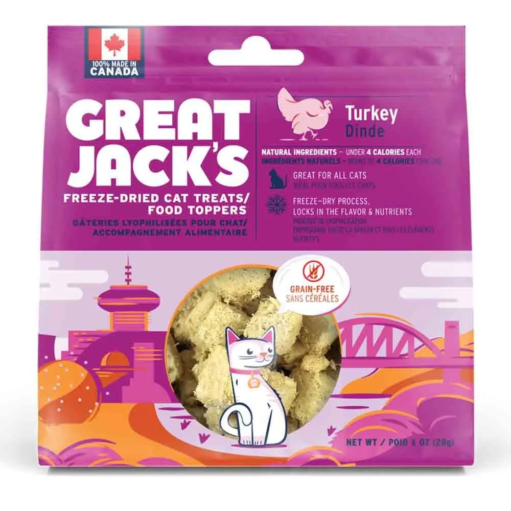 Great Jacks Freeze-Dried Cat Treats & Food Topper - Turkey 3 oz (85 gr)