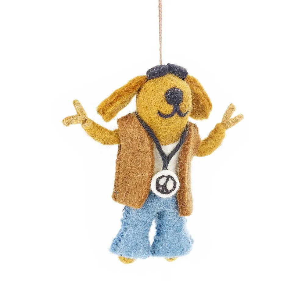 Handmade Felt Dude Dog Hanging Decoration