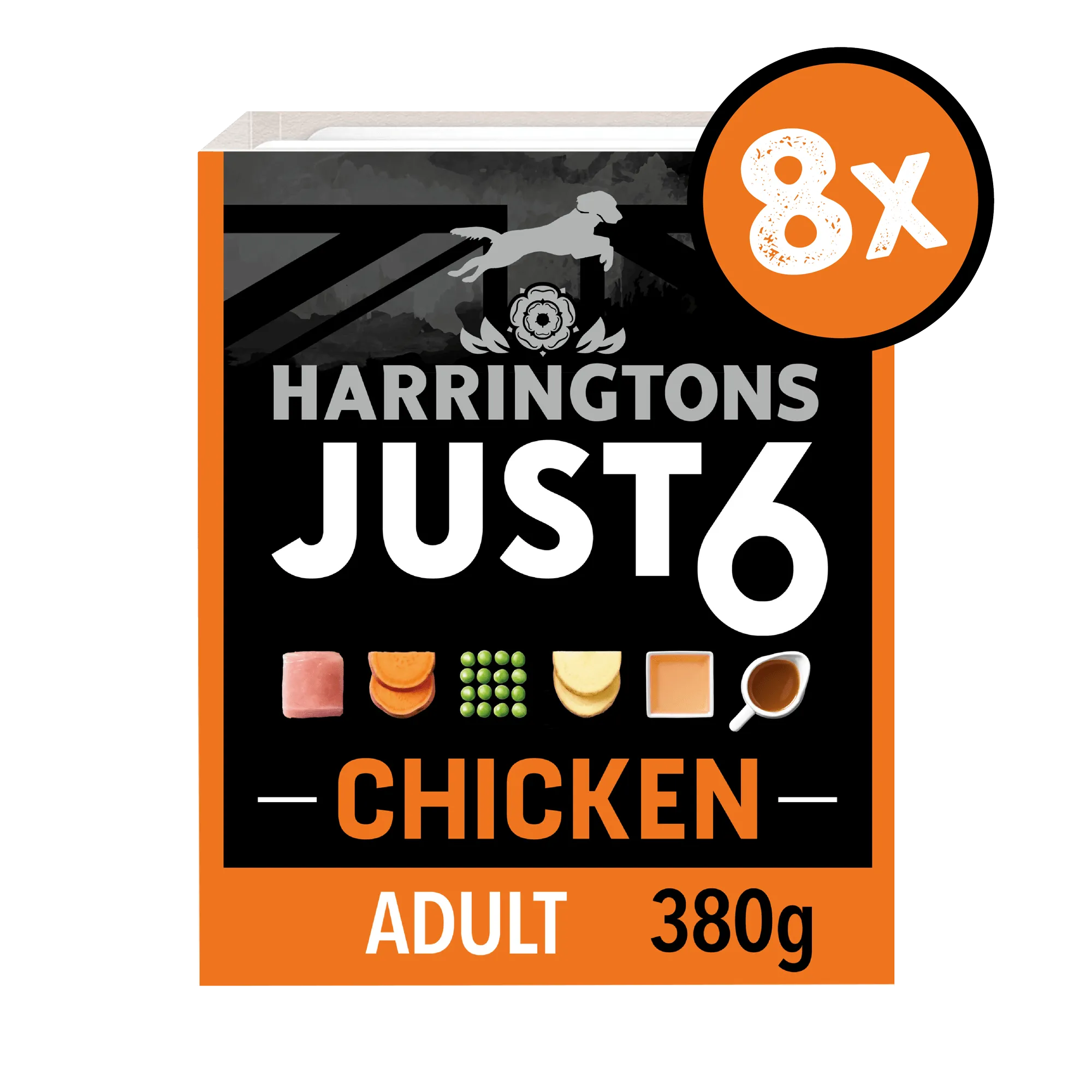 Just 6 Chicken with Vegetables & Gravy Complete Grain-Free Wet Dog Food 8 x 380g