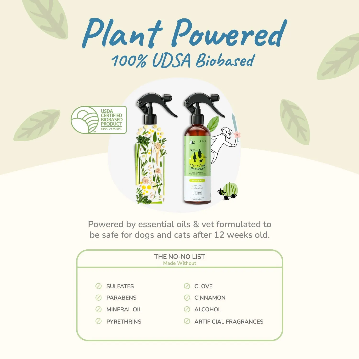 **Kin Kind Flea/Tick Lemongrass Protect Spray 12oz.