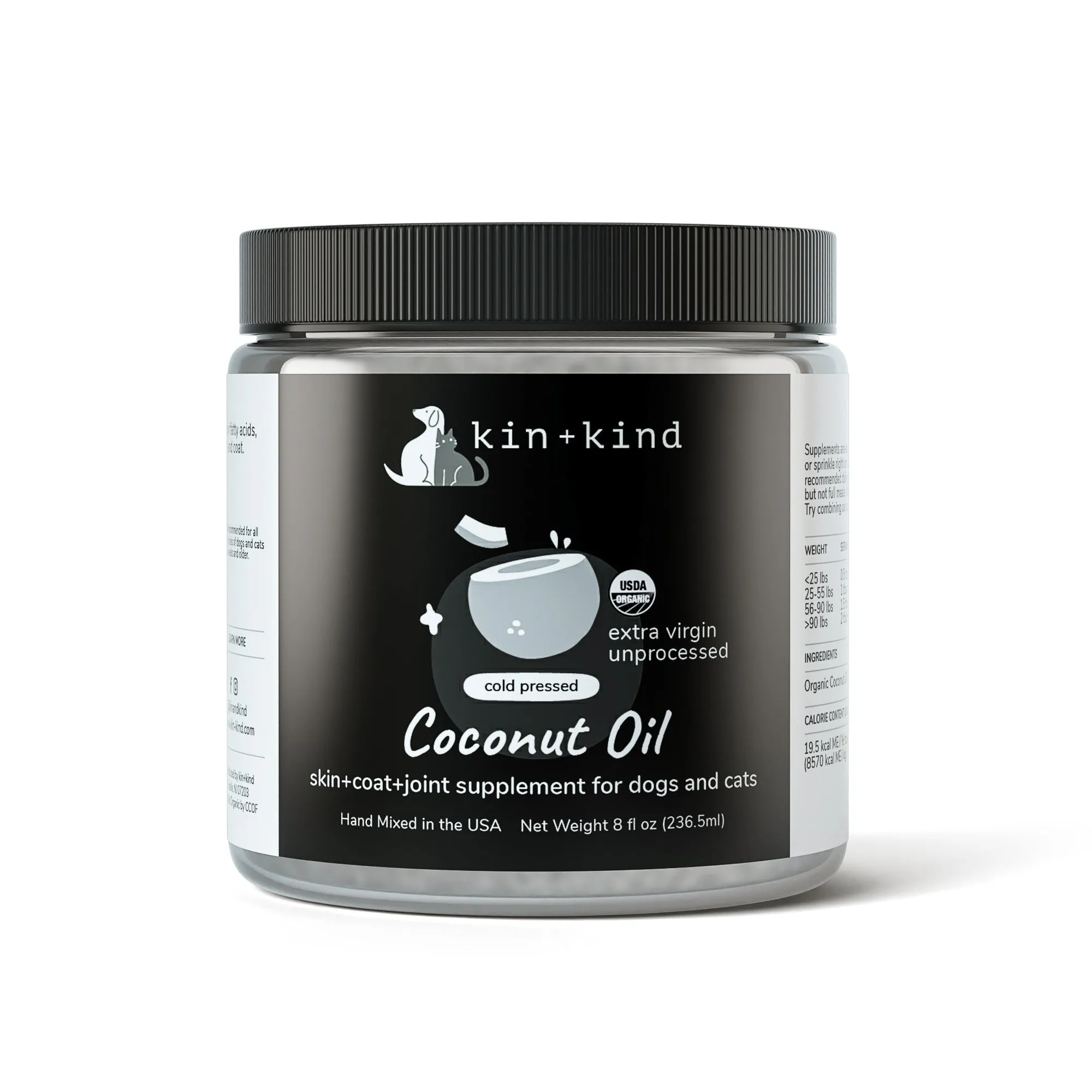 **Kin Kind Organic Skin Coat Joint Supplement Coconut Oil Small 4oz.