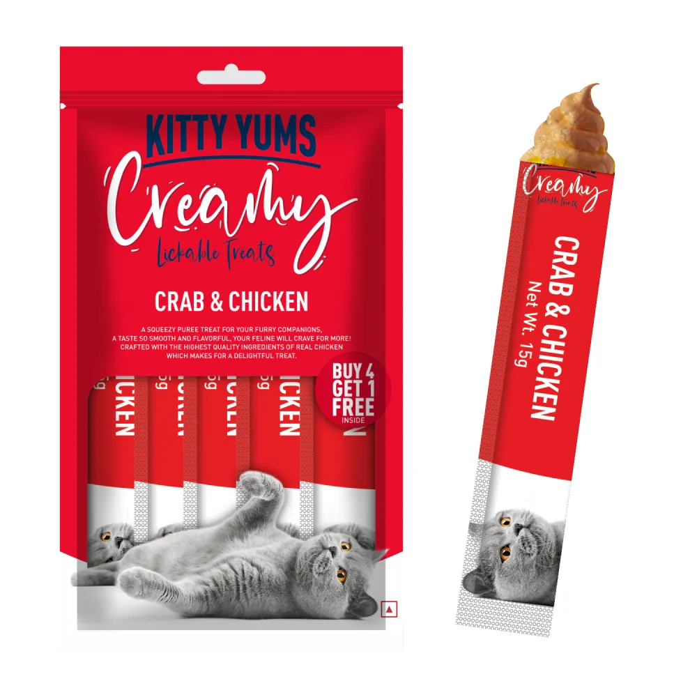 Kitty Yums Salmon & Skipjack and Crab & Chicken Creamy Cat Treats Combo