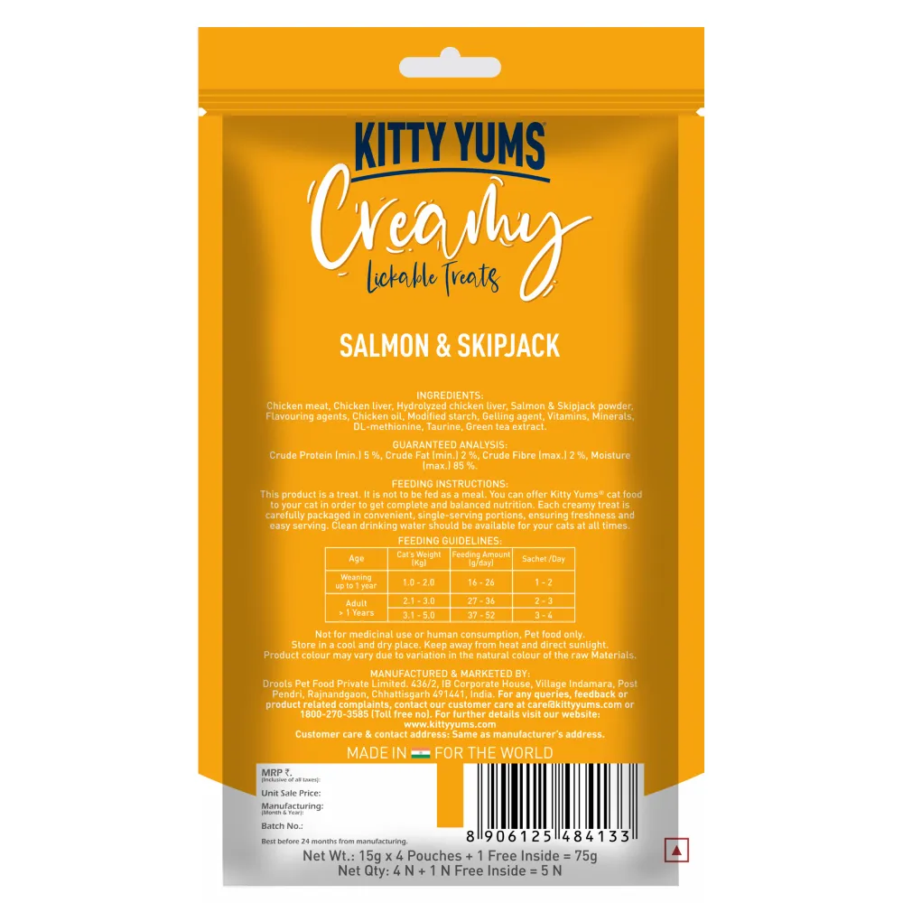 Kitty Yums Salmon & Skipjack Creamy Cat Treats