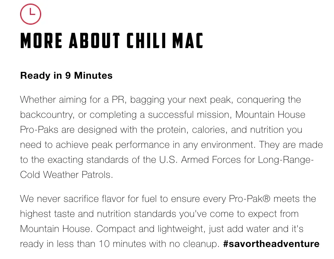 MOUNTAIN HOUSE PROPAK CHILI MAC WITH BEEF