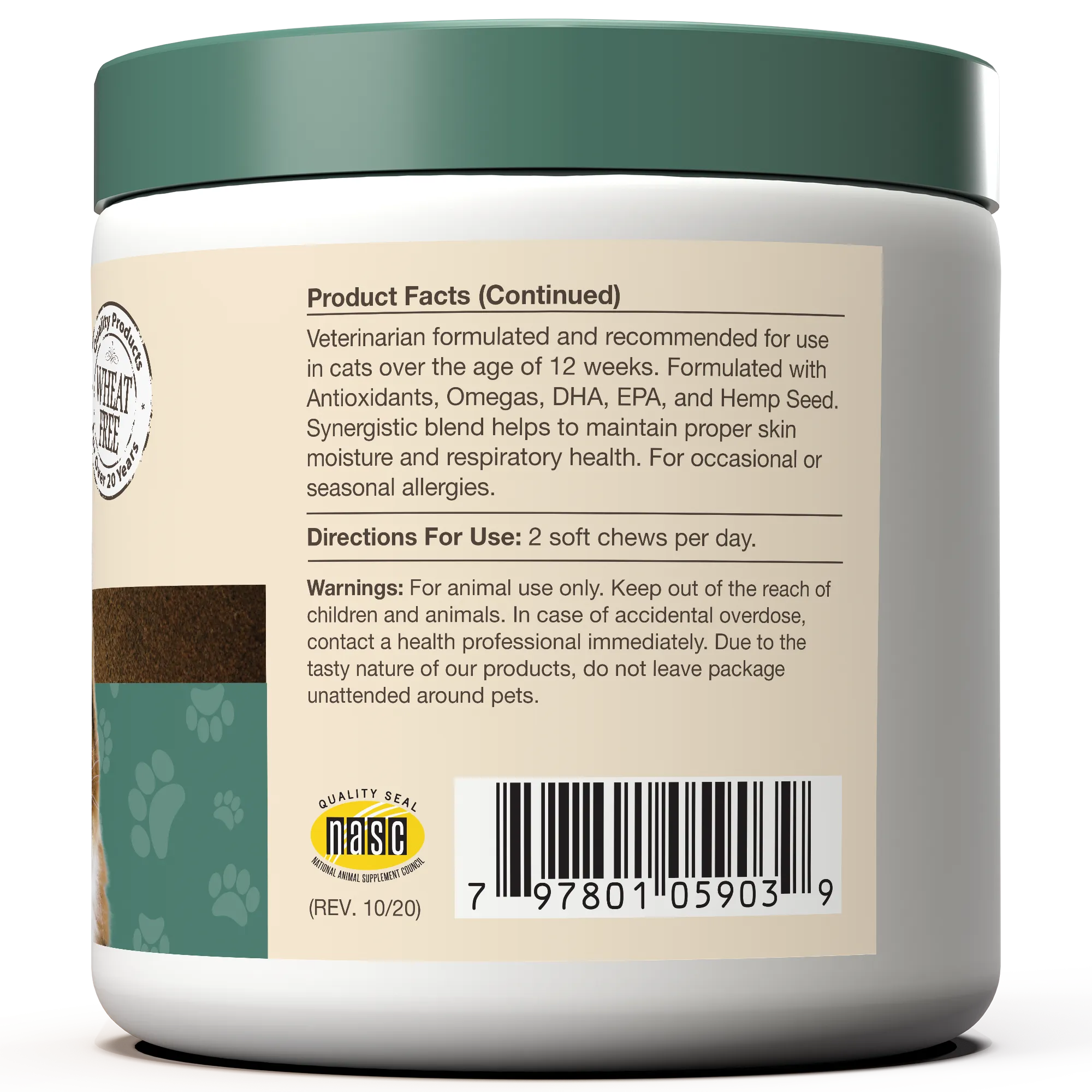 NaturVet Hemp Allergy Aid plus Hemp Seed for Cats 60 soft chews
