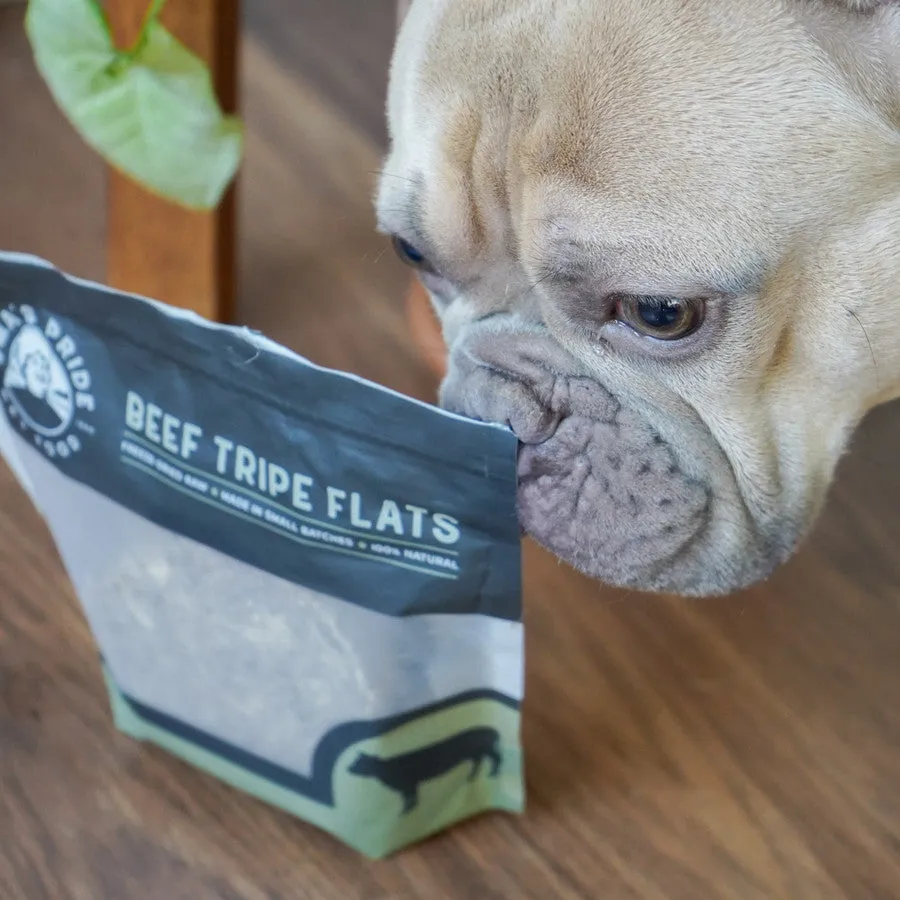 Oma's Pride Beef Tripe Flats, Dog & Cat Treats, 4-oz Bag