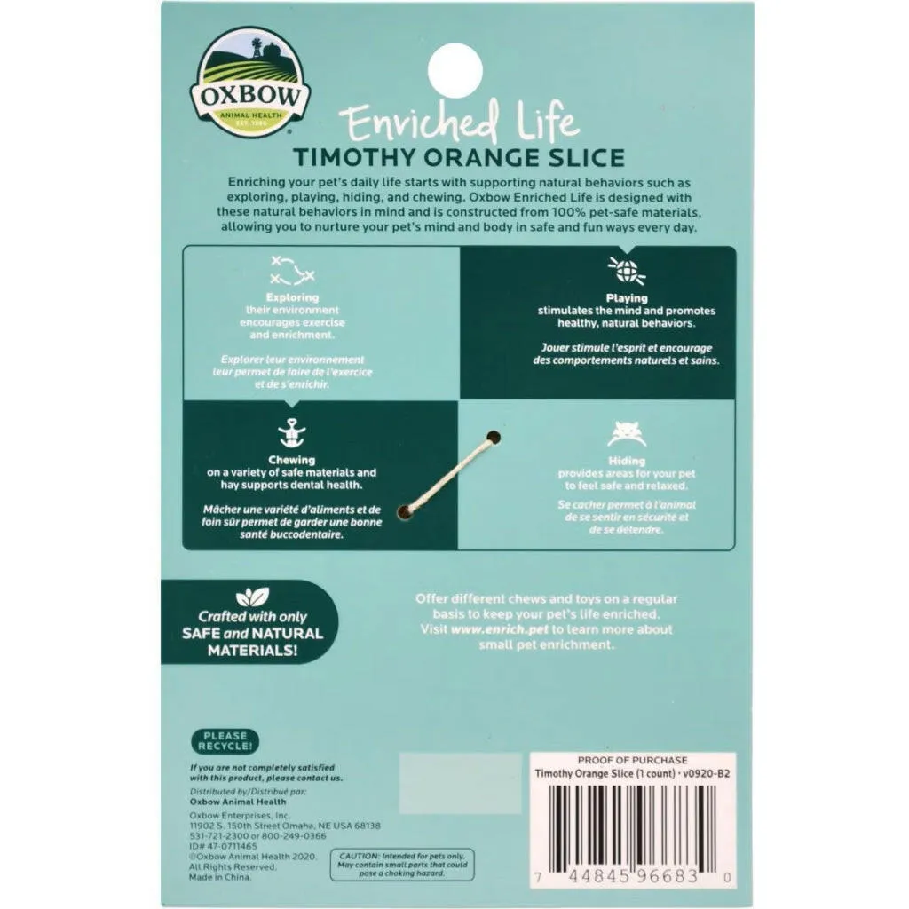 Oxbow Animal Health Enriched Life Timothy Orange Slice Small Animal Chew Toy