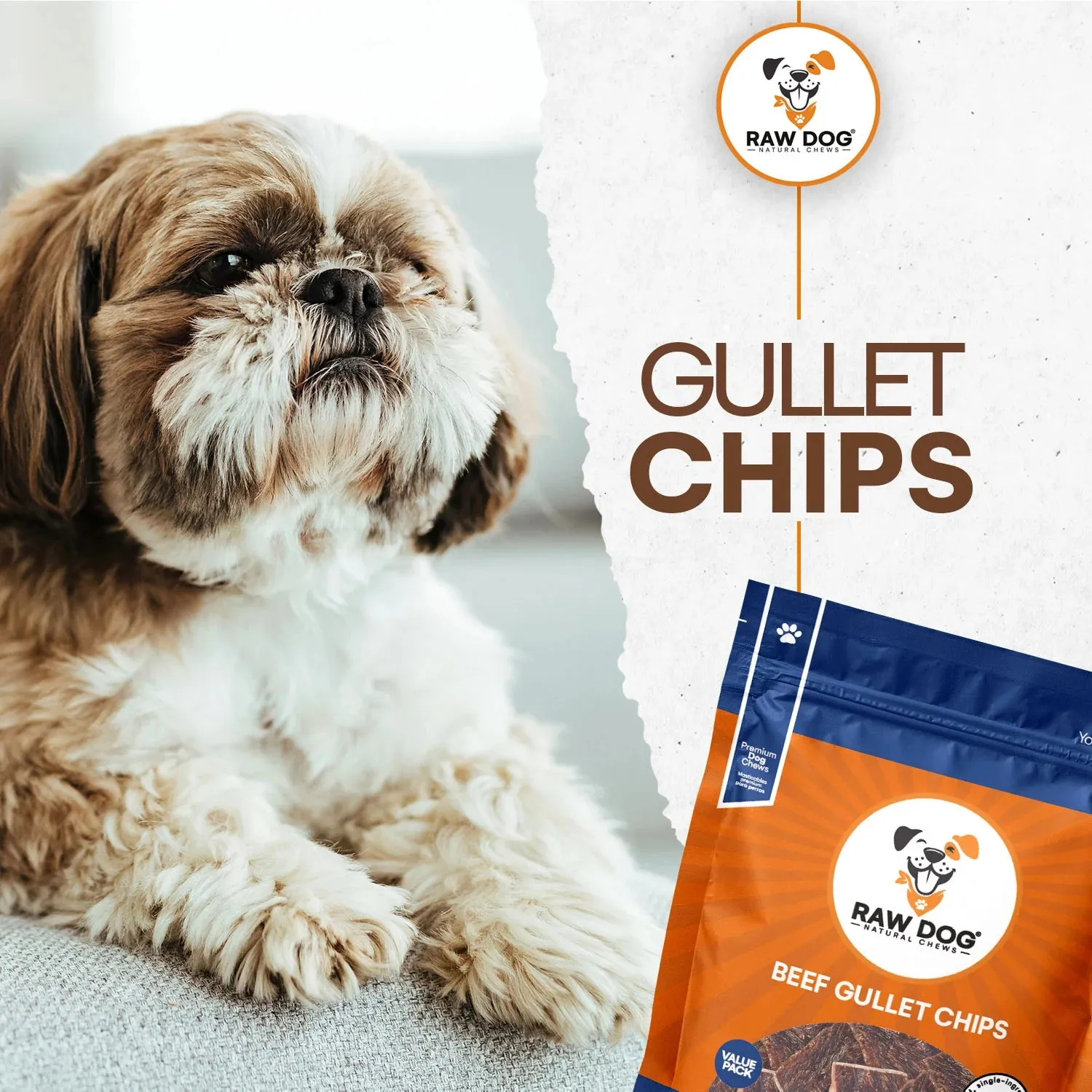Raw Dog Beef Gullet Chips 8-oz, Dog Treat