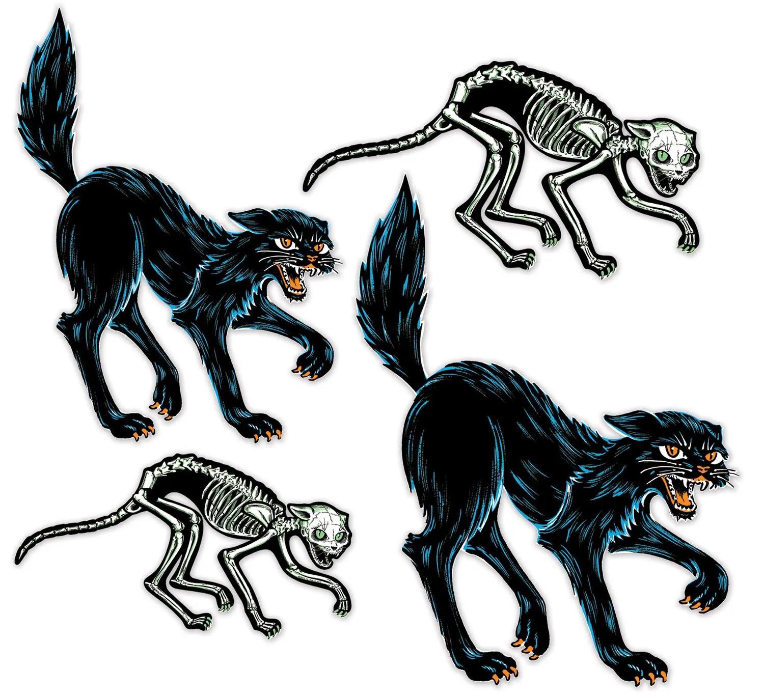 Vintage Halloween Jointed Cats (4 per Package)