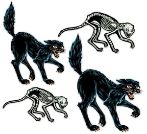 Vintage Halloween Jointed Cats (4 per Package)