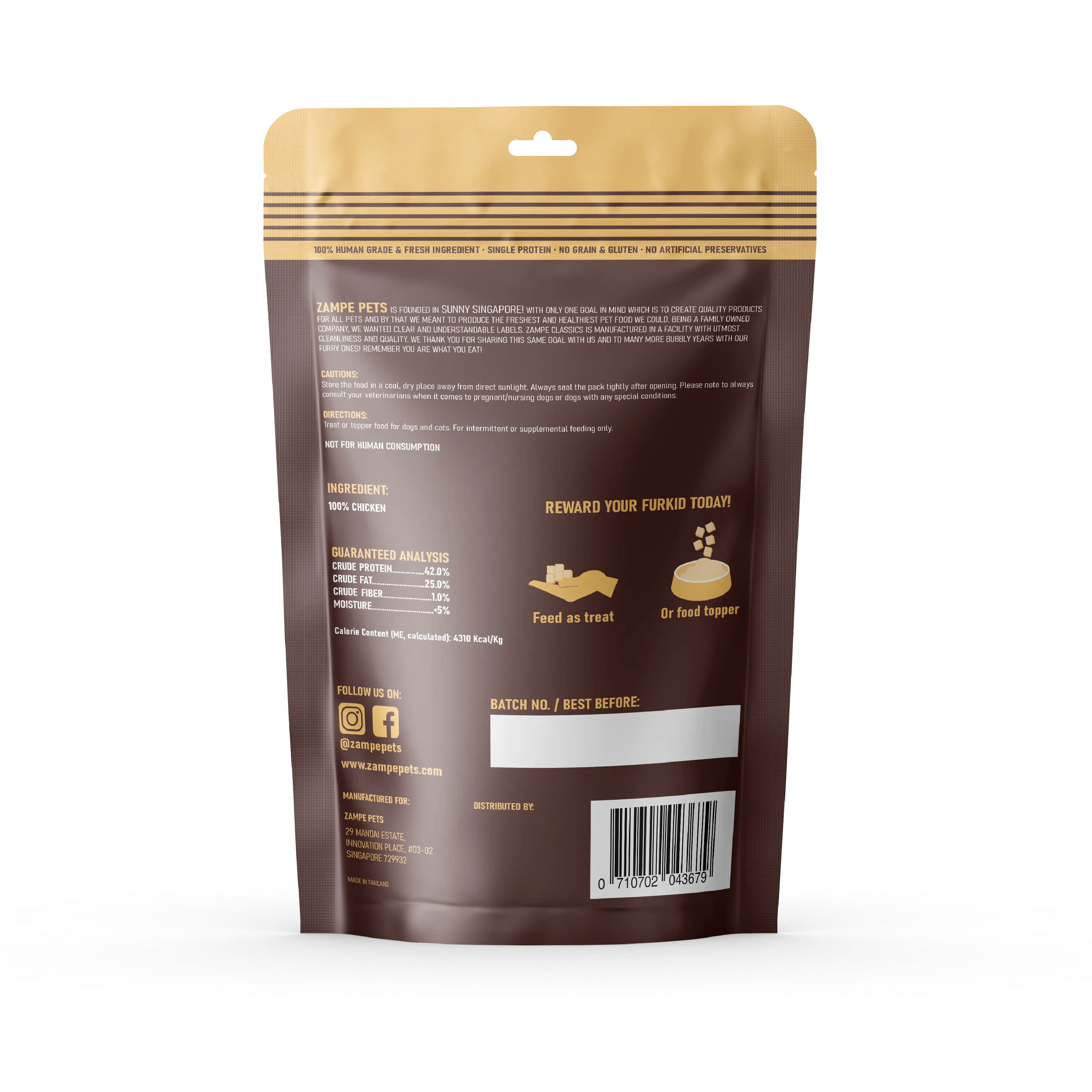 Zampe Freeze Dried Raw Treats (Chicken) for Dogs and Cats